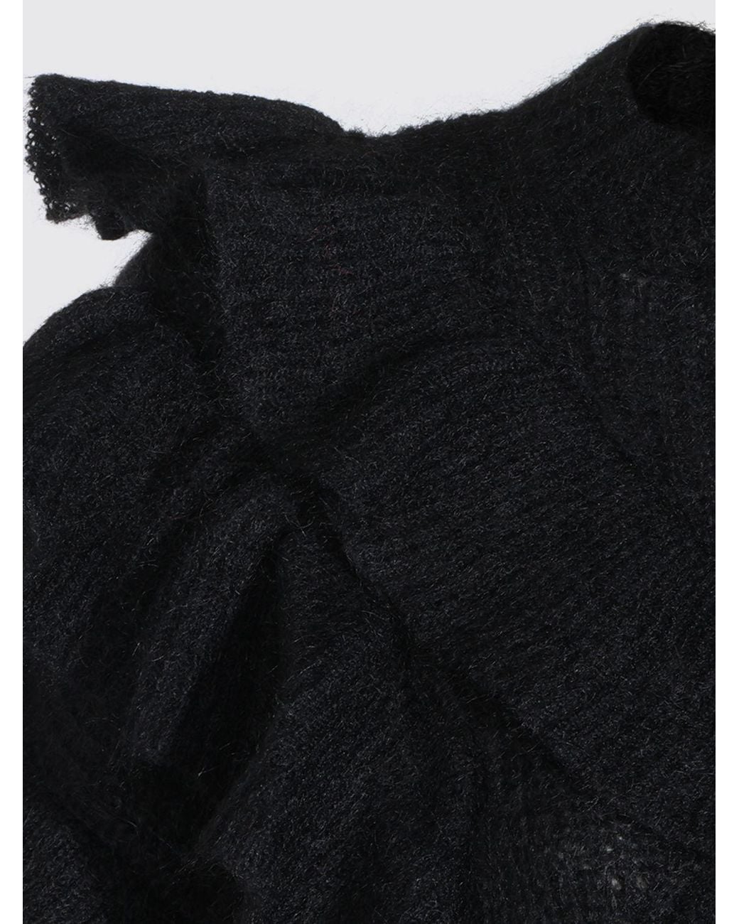 Elisabetta Franchi Black Ruffle-Detail Mohair Blend Crew Neck Jumper