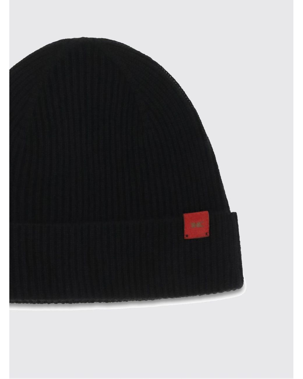 Kiton Black Ribbed Merino Wool Beanie With Applied Logo And Cuff for men