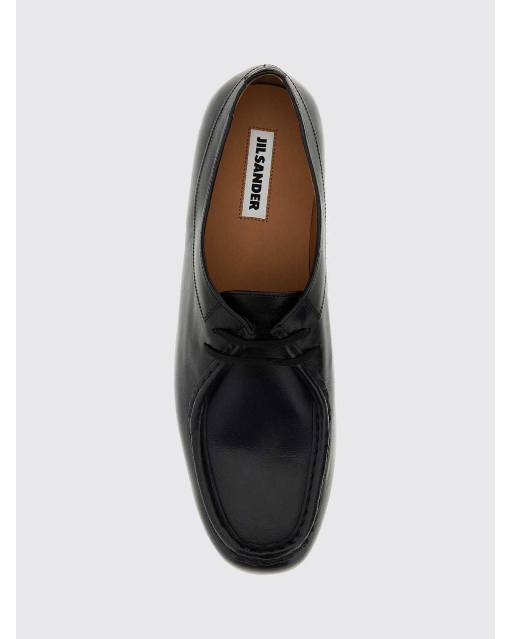 Jil Sander White Hood Calf Leather Derby Shoes With Rubber Sole for men
