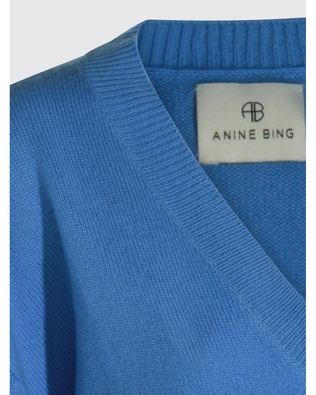 Anine Bing Blue V-Neck Pure Cashmere Jumper With Relaxed Fit For
