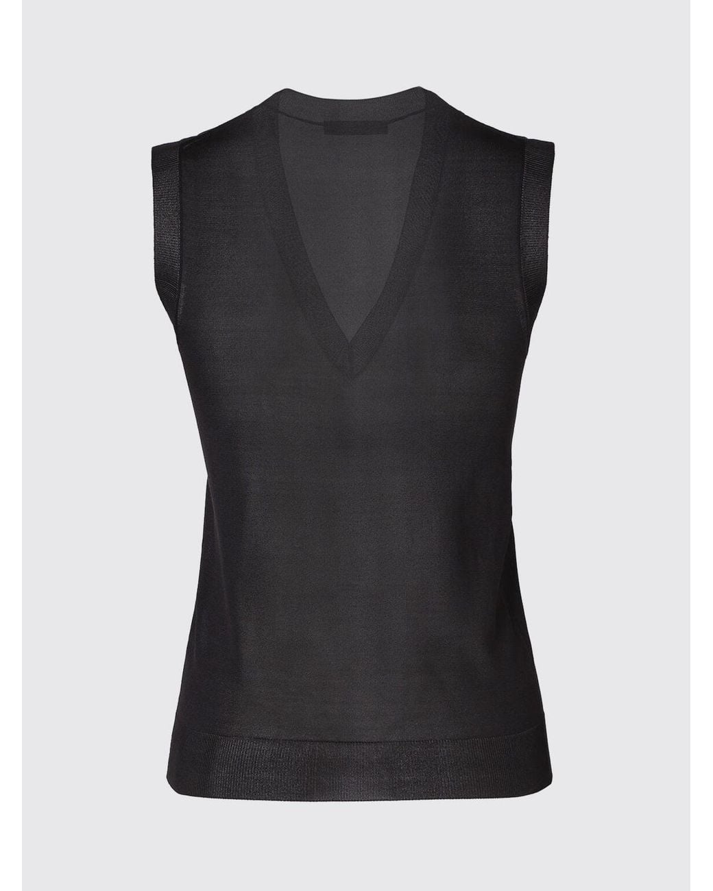 Fendi Black V-Neck Slim Fit Silk Top