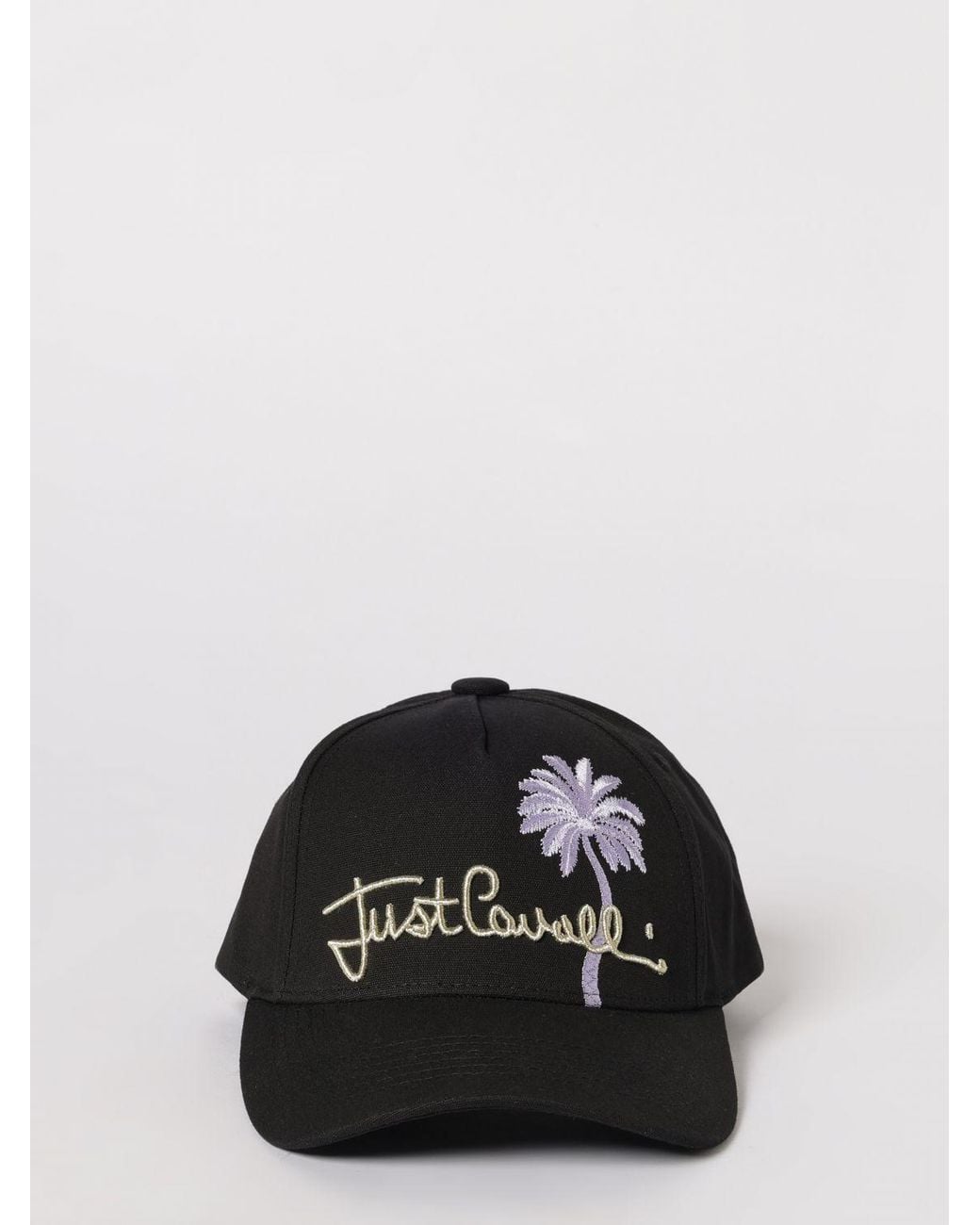 Just Cavalli Black Cotton Twill Hat With Embroidered Logo