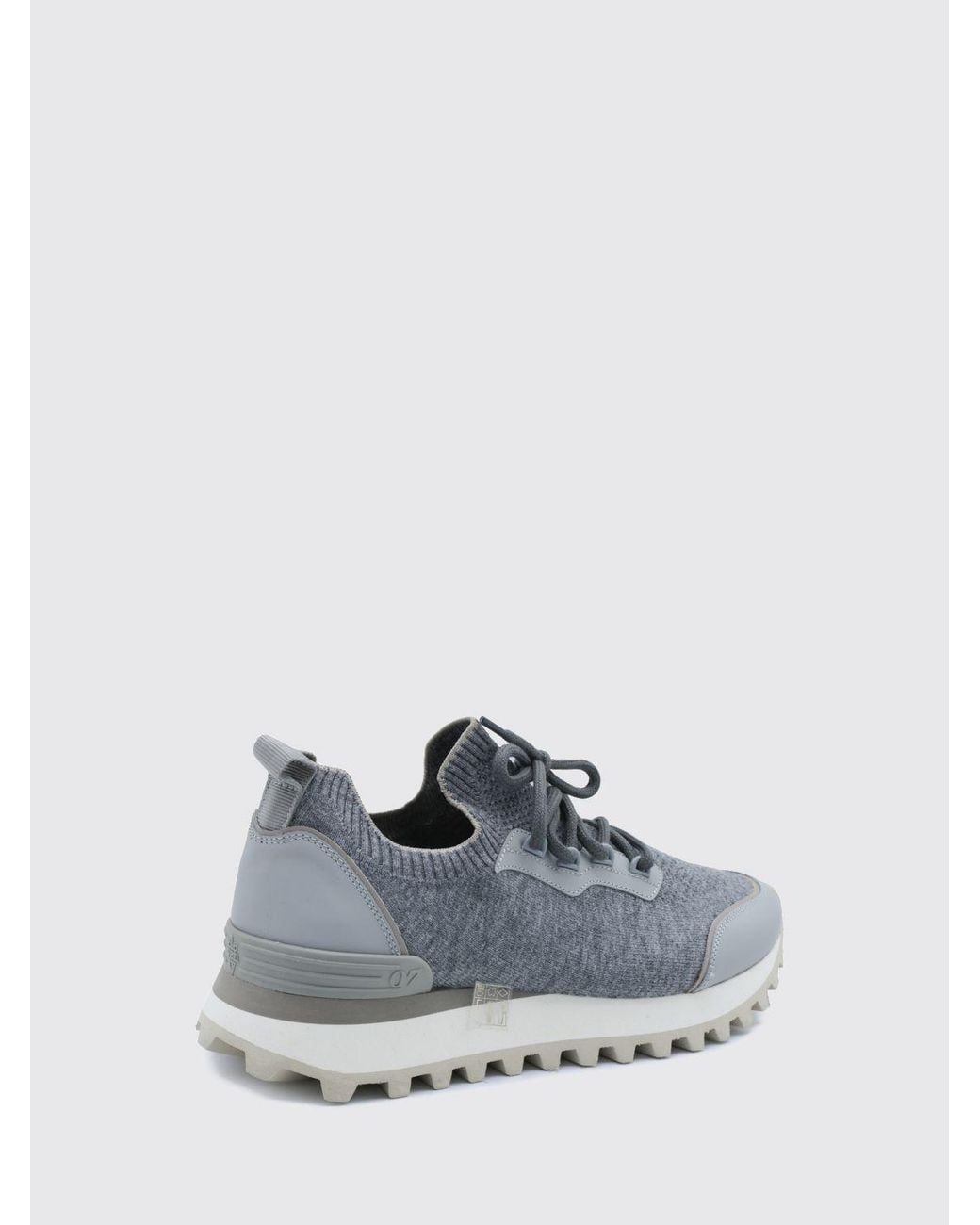 Eleventy White Low Top Wool Blend Trainers With Serrated Sole for men