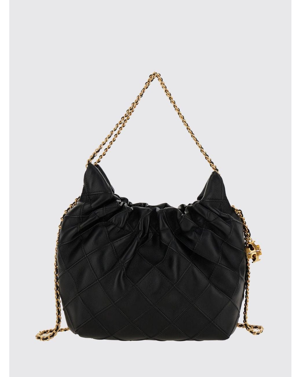 Tory Burch Black Fleming Mini Leather Shoulder Bag With Chain Handle