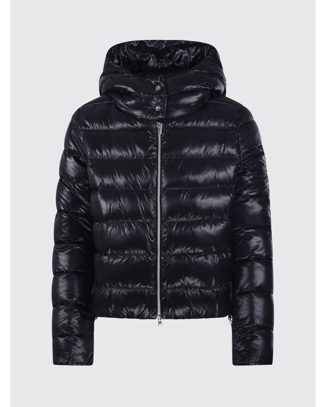 Herno Black Short Water-Repellent Quilted Nylon Down Jacket With Hood