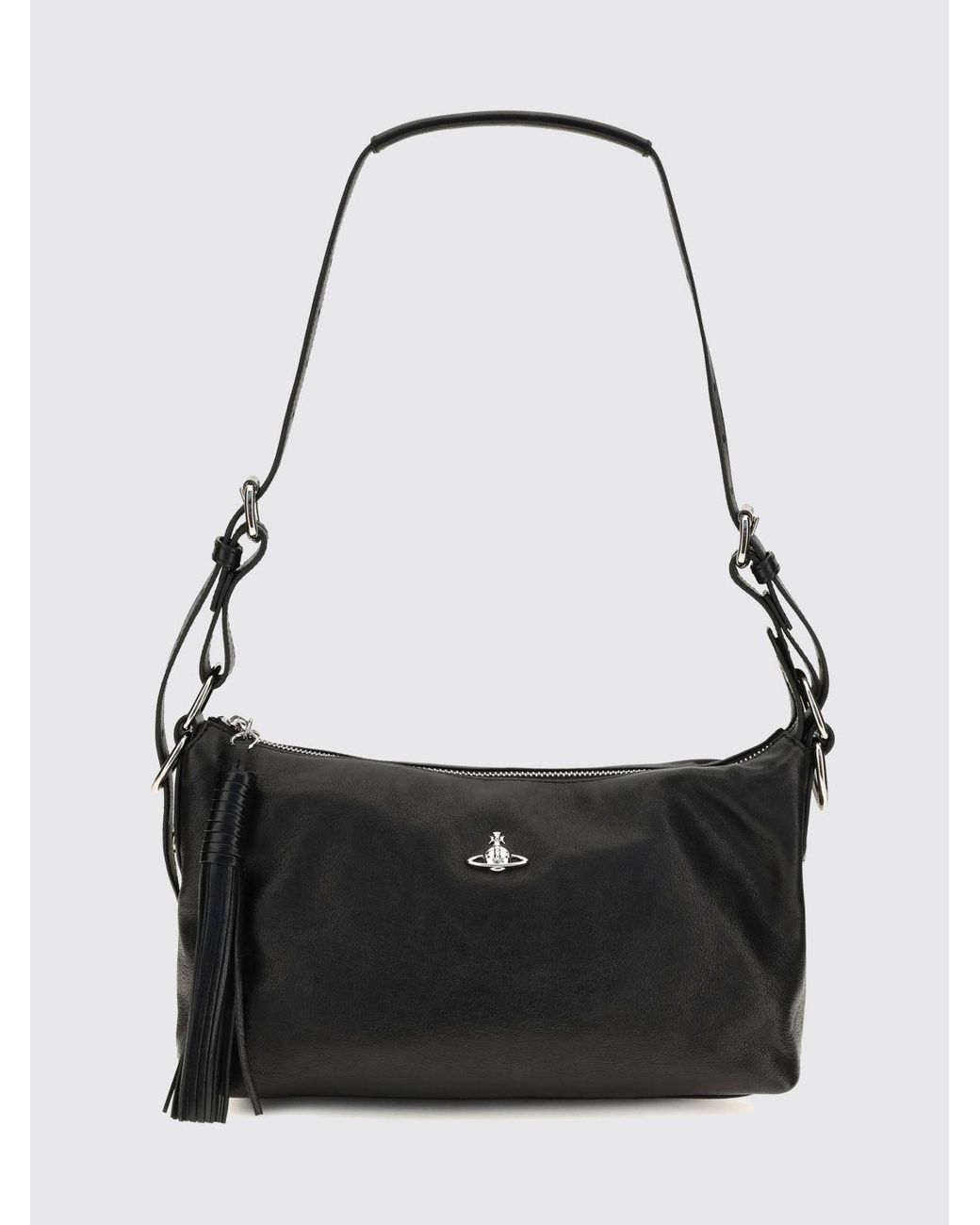 Vivienne Westwood Black Emma Ovine Leather Shoulder Bag With Orb Logo