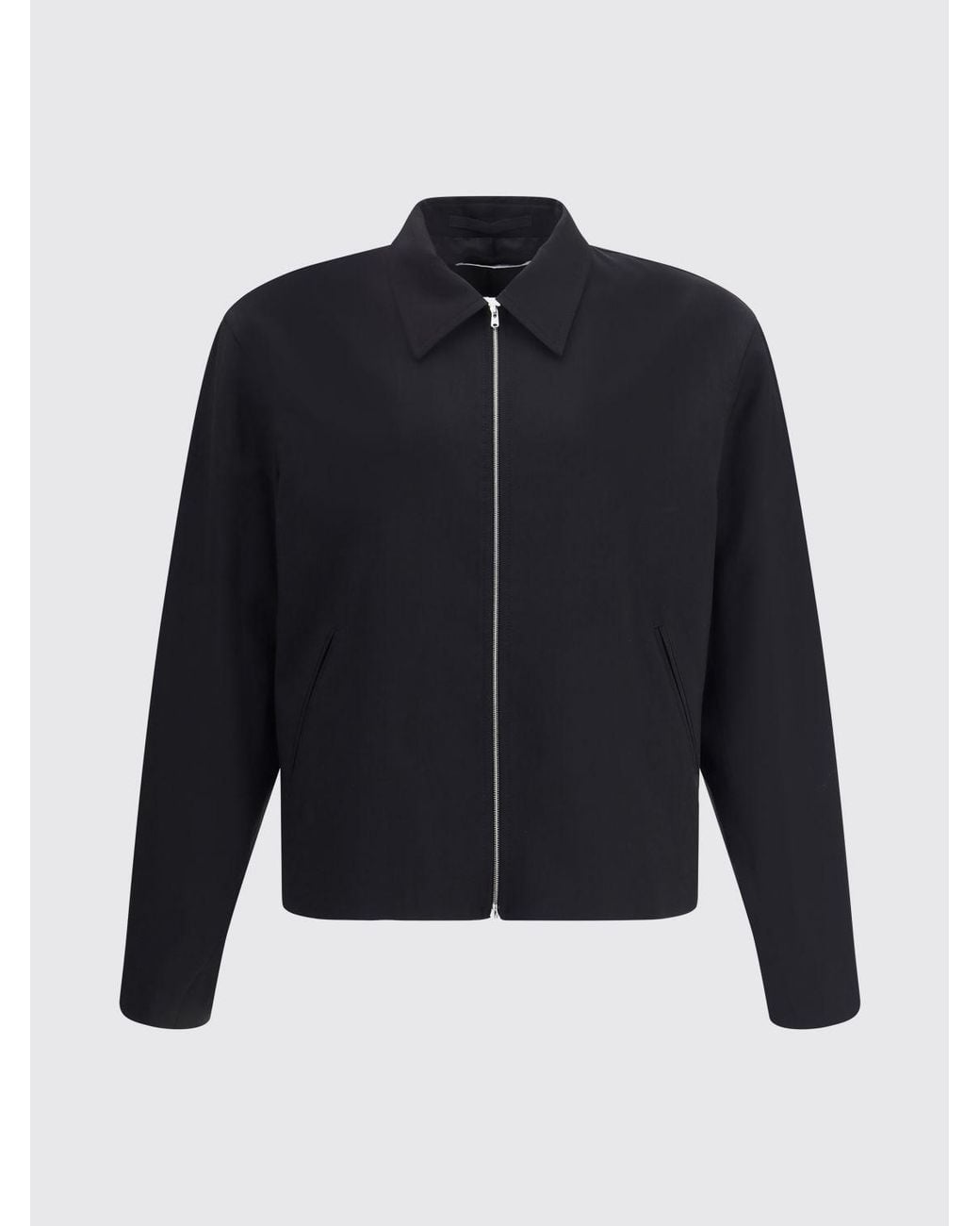Our Legacy Black Pure Wool Shirt Jacket With Classic Collar And Zip for men