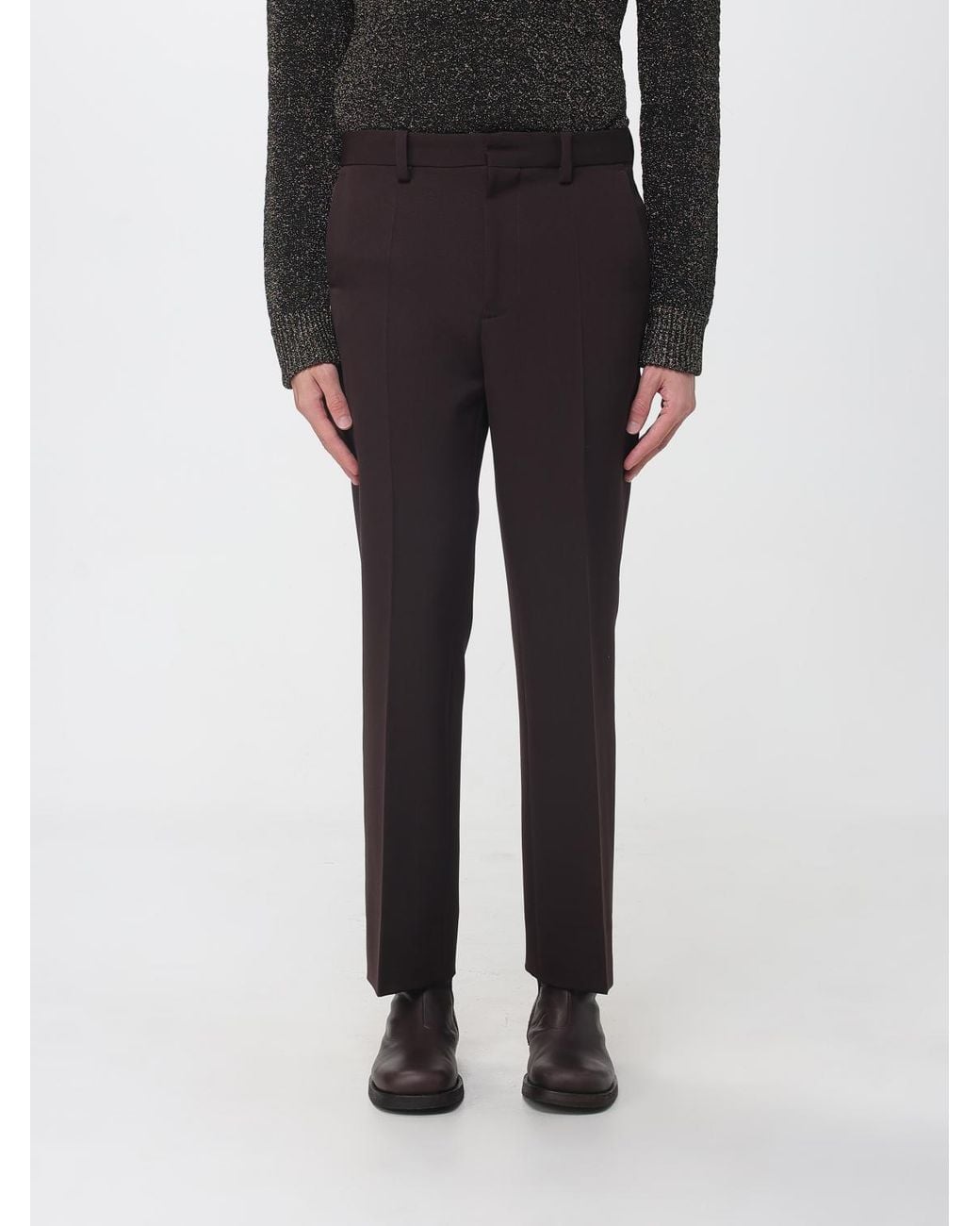 Marni Black Slim Fit Pleated Pure Virgin Wool Tailored Trousers for men