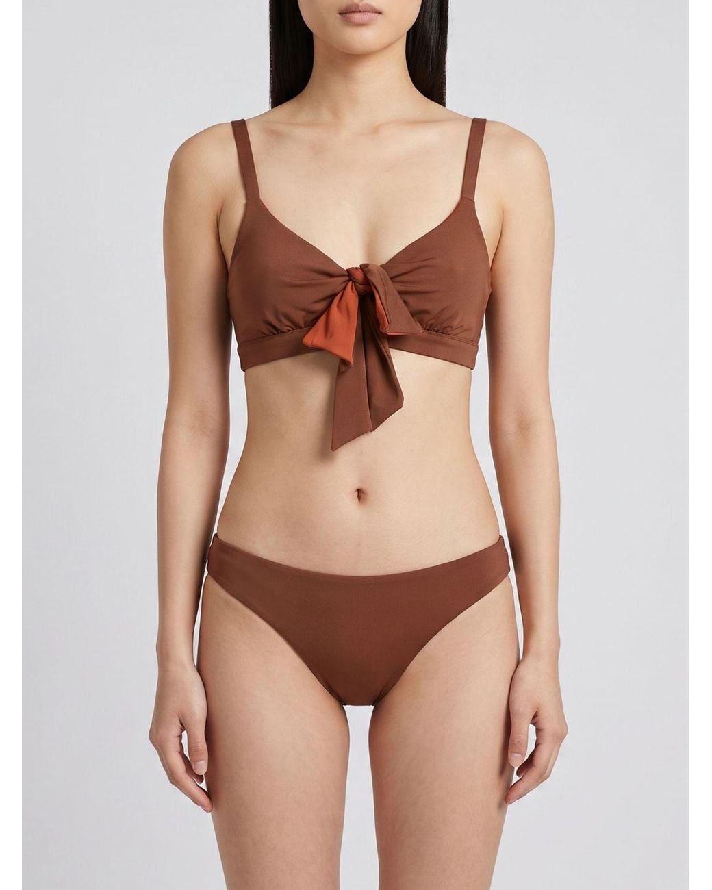 Max Mara Natural Off-The-Shoulder Polyamide V-Neck Bikini Top
