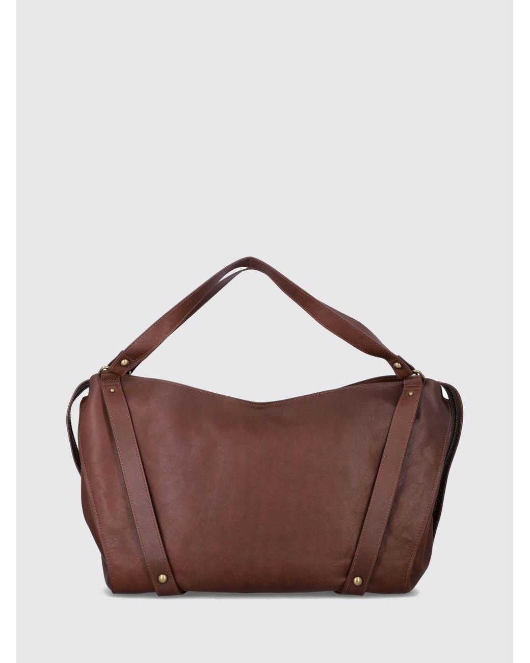 DIESEL Brown D-One Cowhide Handbag With Oval D Logo And Removable Shoulder Strap