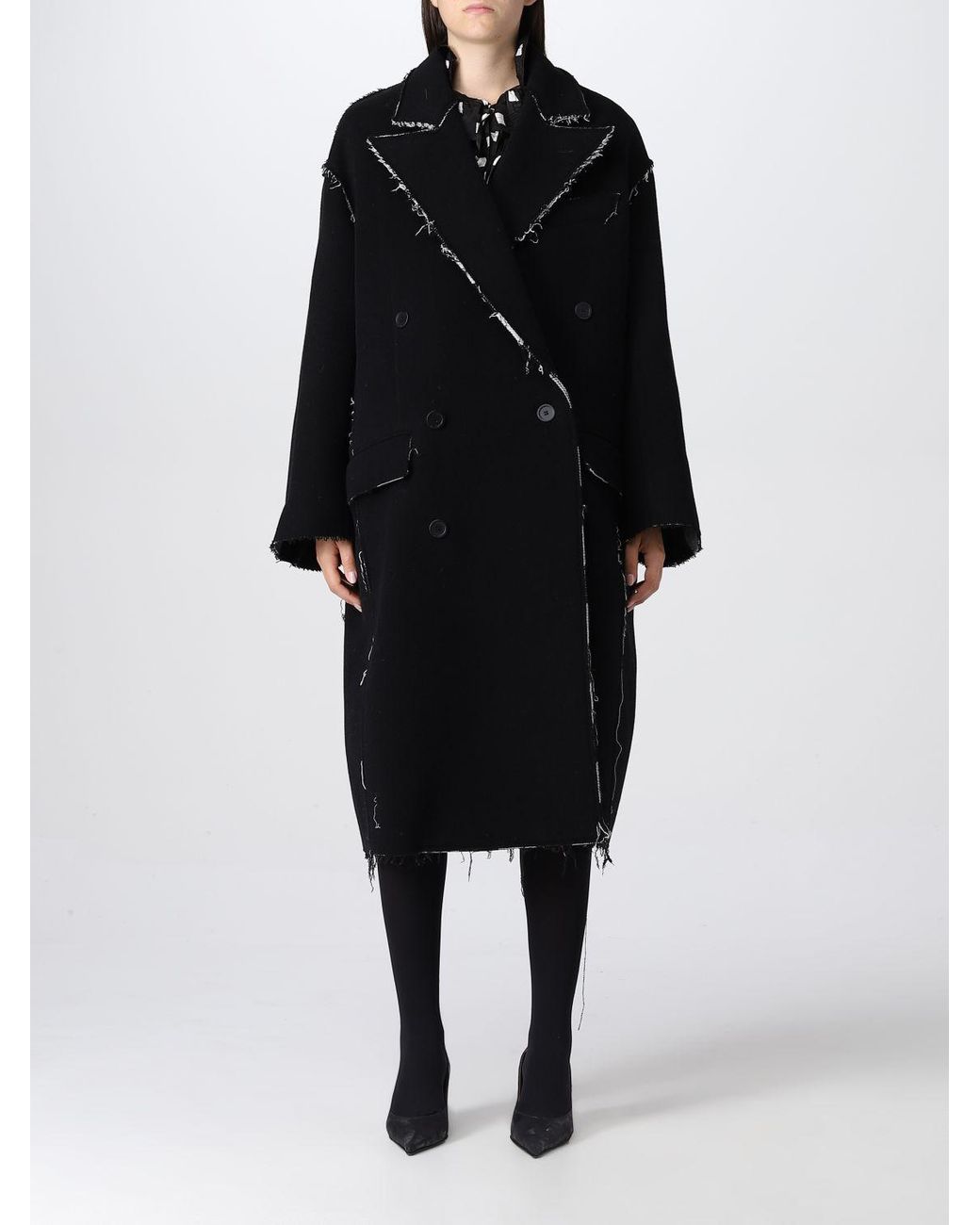 Balenciaga Oversize Wool Coat in Black | Lyst