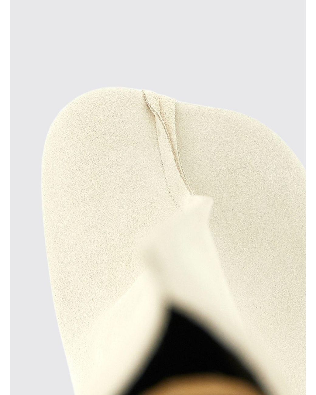 MM6 by Maison Margiela White Anatomic Suede Knee-High Boots With Stiletto Heel