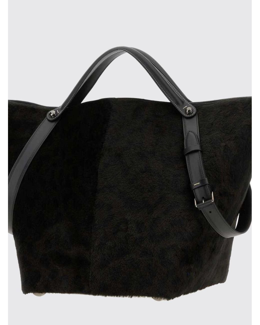 Maison Margiela Black Dress-Age Pony Hair Handbag With Double Handle