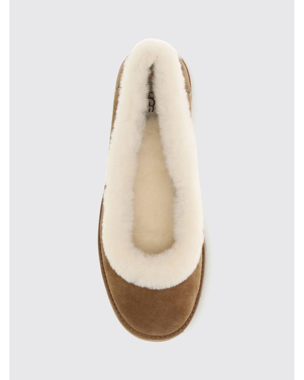 Ugg Natural Zora Suede Ballerina Flats With Shearling Lining