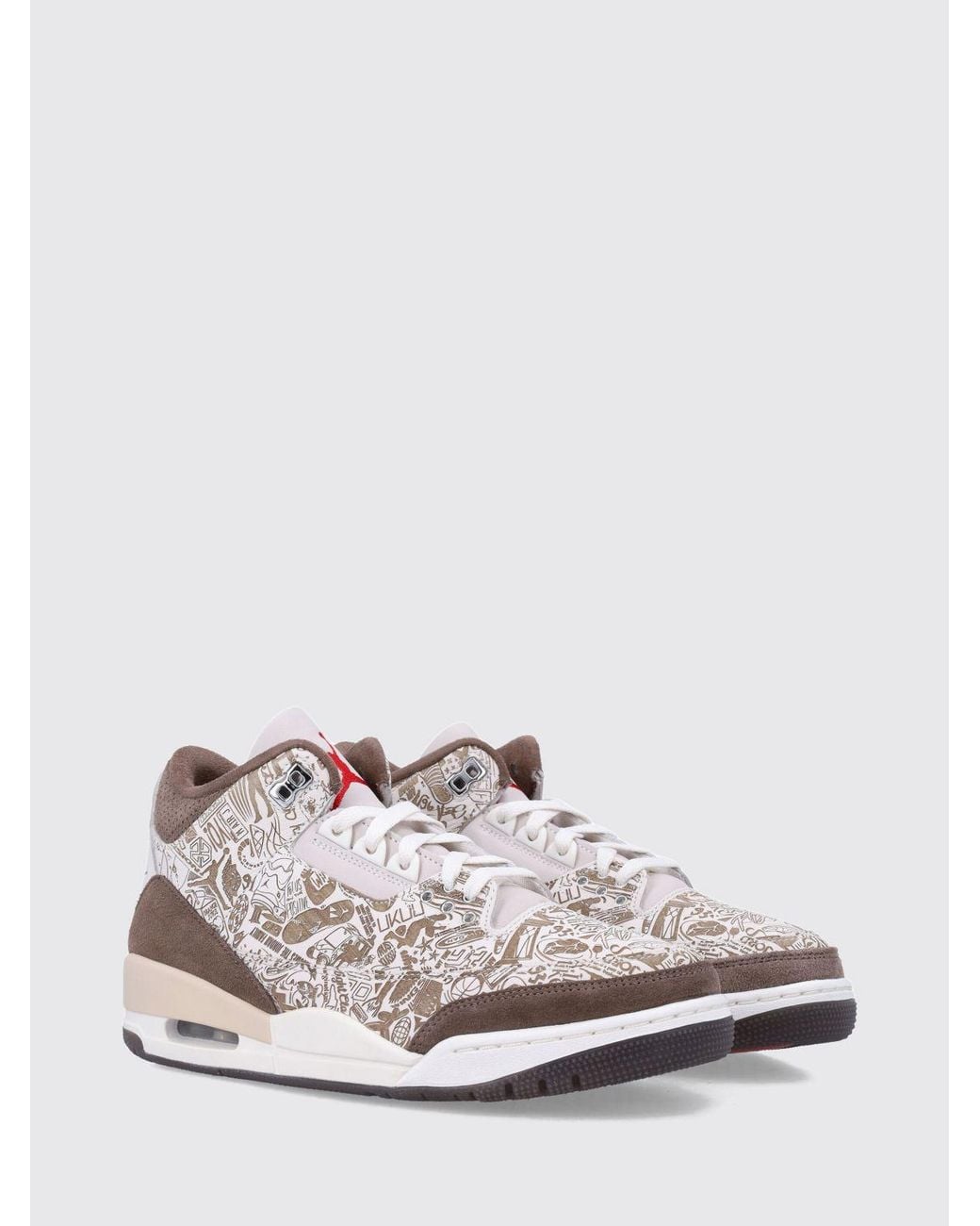 Nike White Air Jordan 3 Retro High-Top Leather Trainers With Graphic Print for men