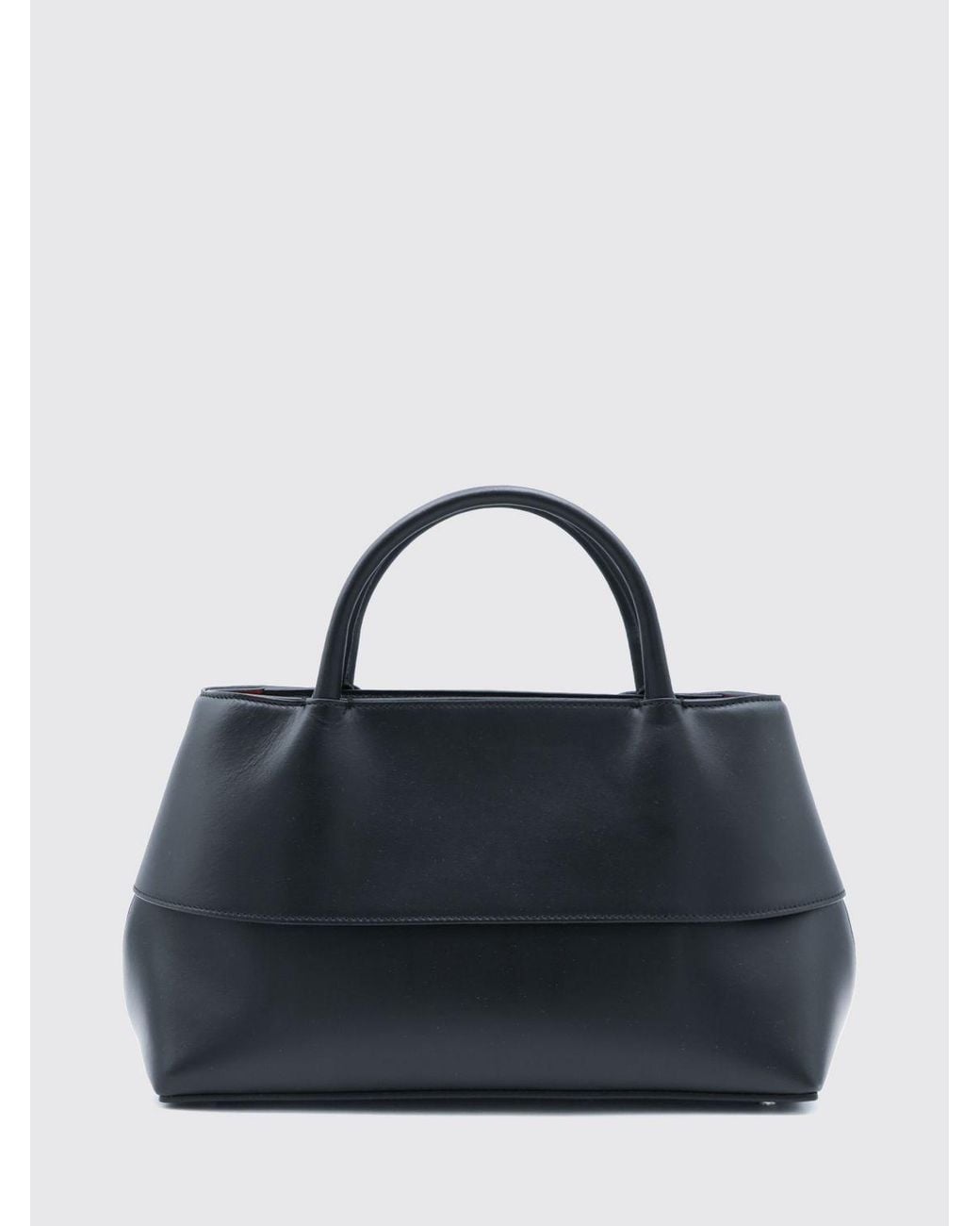 Totême Blue Smooth Leather Handbag With Double Handle And Removable Strap