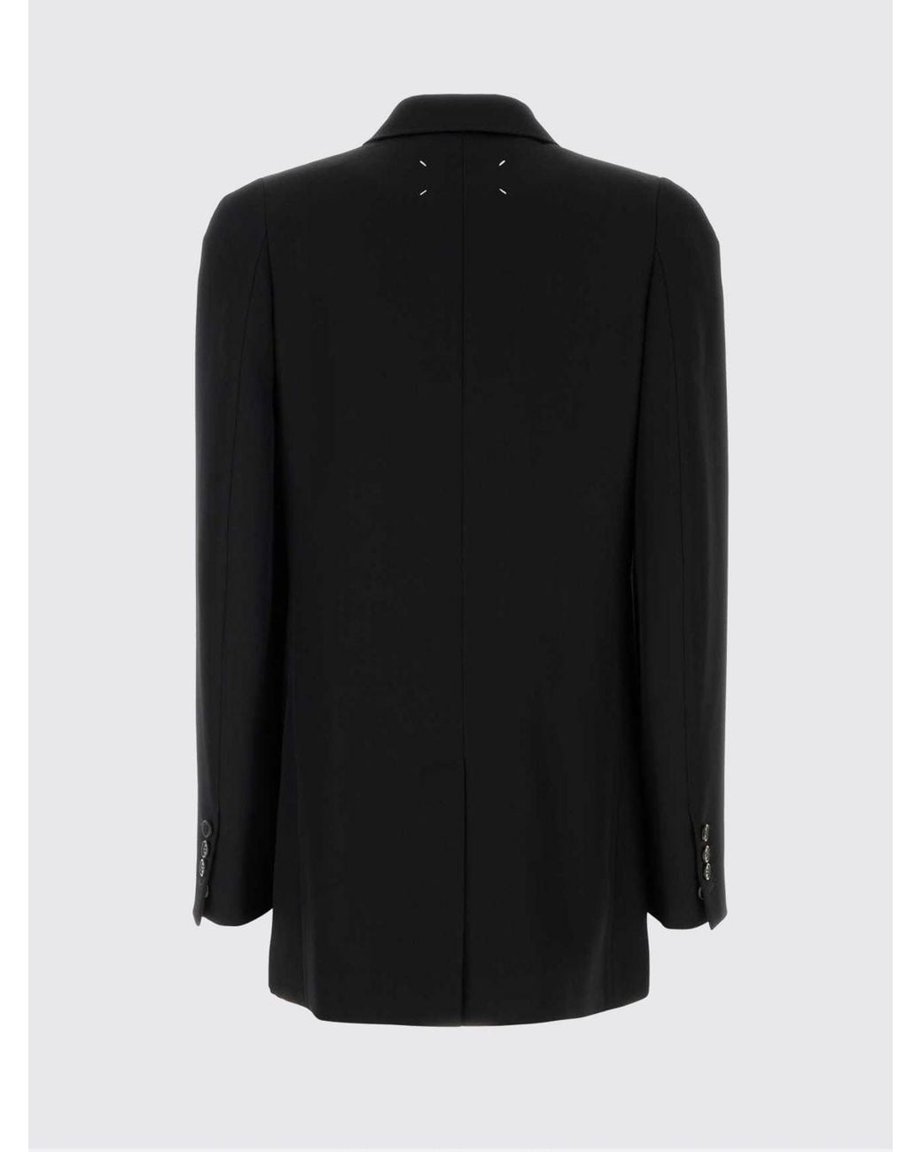 Maison Margiela Blue Double-Breasted Pure Wool Blazer With Notched Lapels And Dropped Shoulders