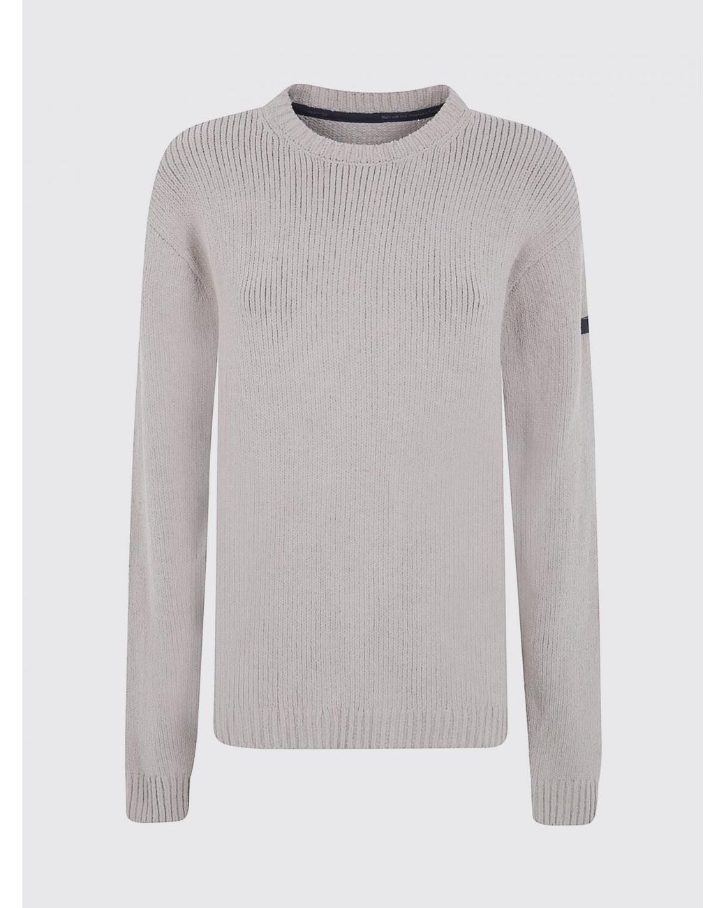 Rrd Gray Wool Crewneck Jumper With Ribbed Trims And Applied Logo for men