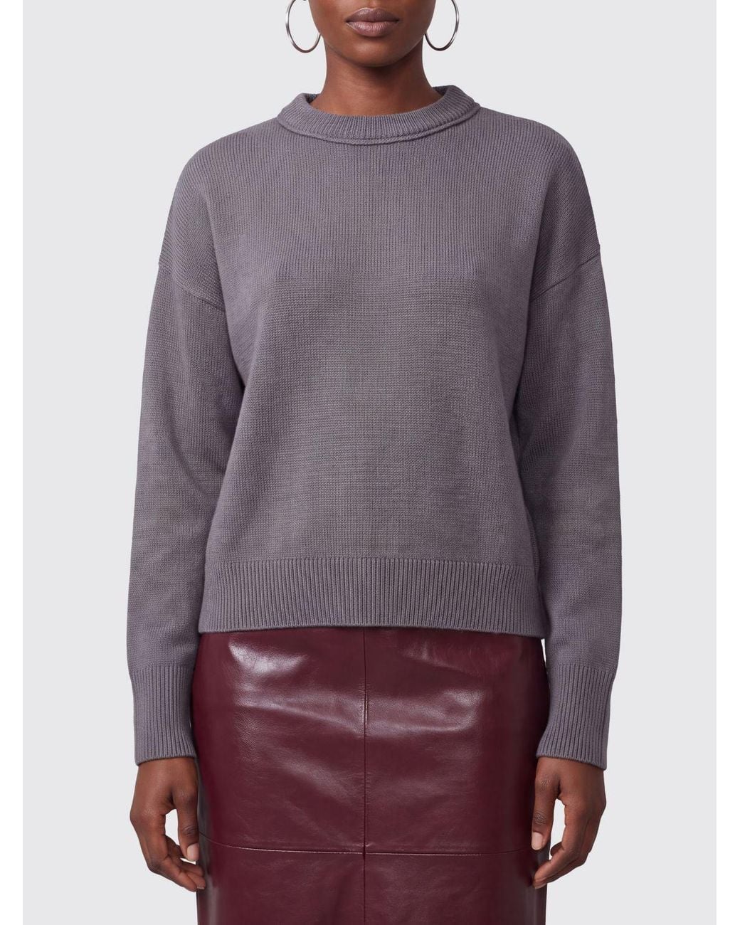 Mrz Purple Dropped Shoulder Virgin Wool And Cashmere Crewneck Jumper