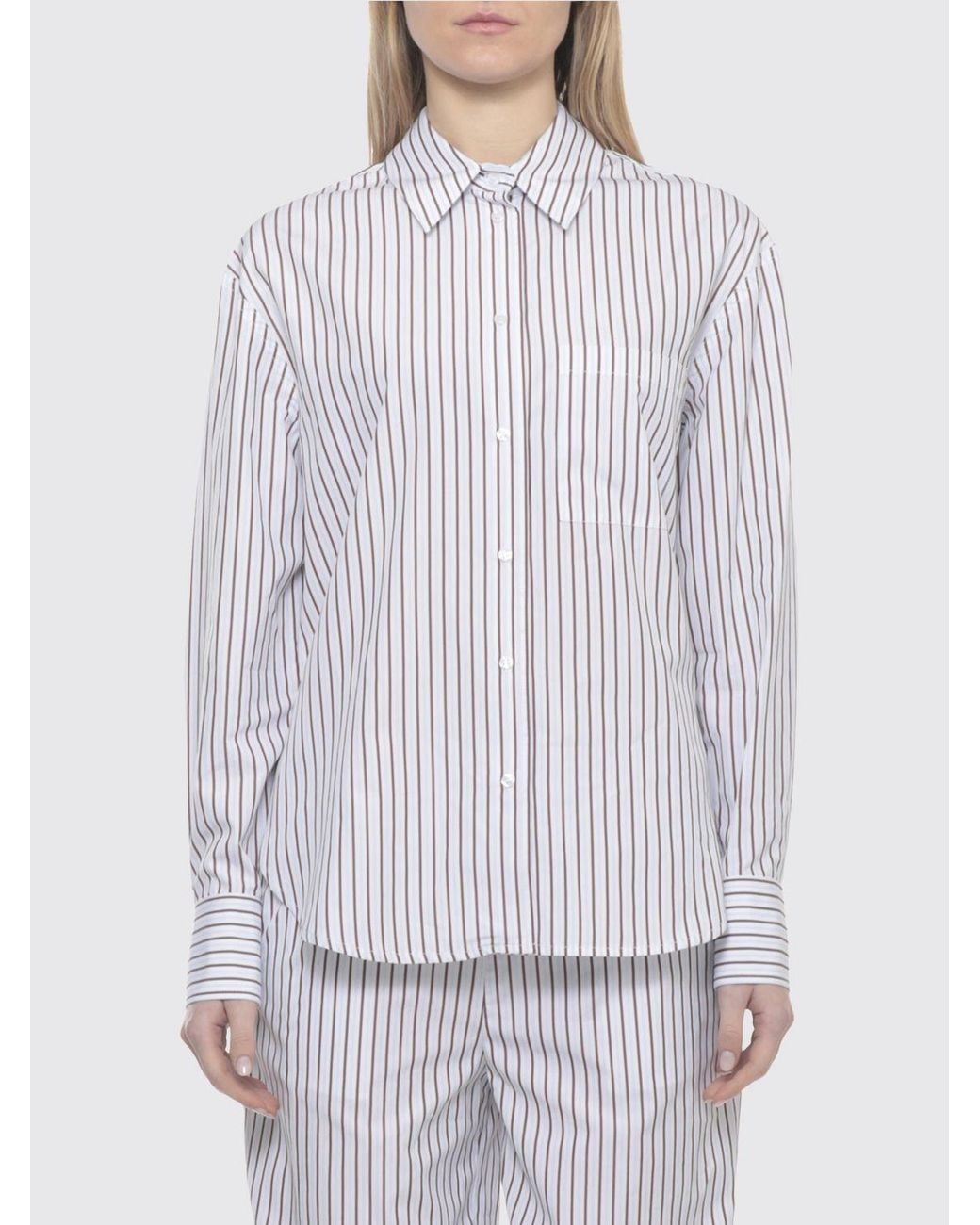Loulou de Saison White Striped Cotton Shirt