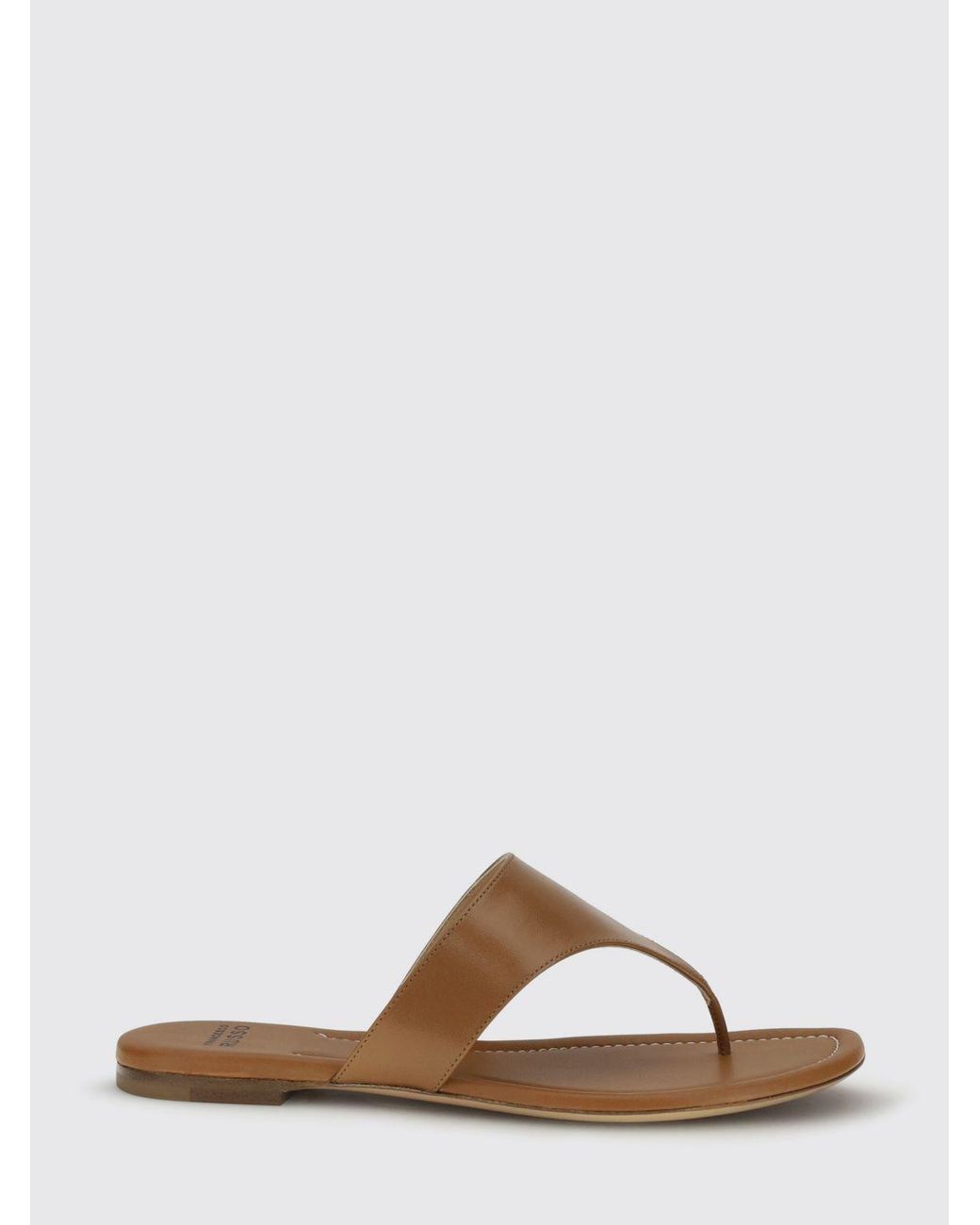 Francesco Russo Brown Leather Flip Flops