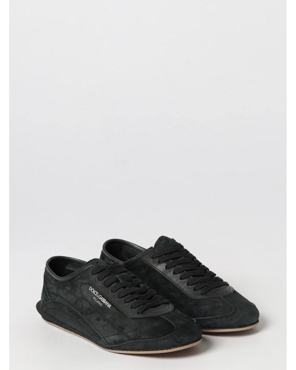 Dolce & Gabbana Black Dolce &Amp Gabbana Lipari Suede Calfskin Sneakers With Printed Logo for men