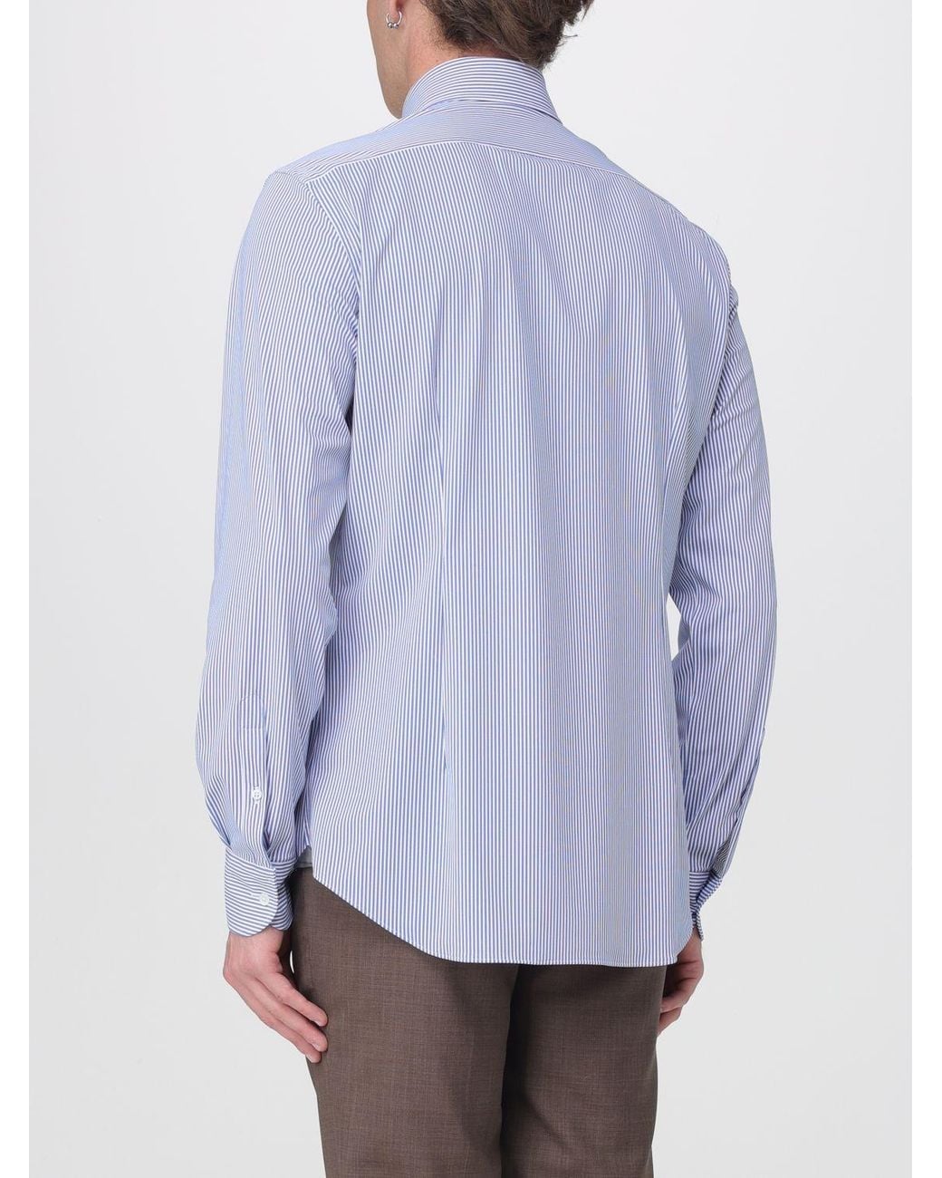 Corneliani Blue Striped Classic Shirt for men