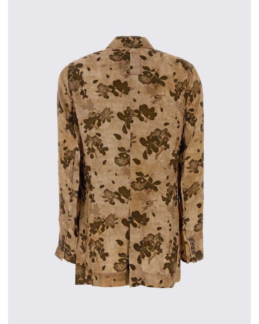 Uma Wang Brown Floral Print Viscose And Cupro Robe Jacket