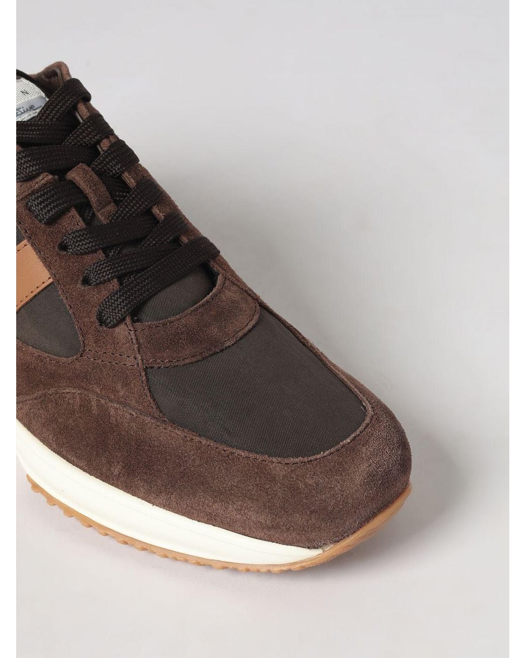Hogan Brown H580 Suede And Mesh Sneakers With Side H Logo for men