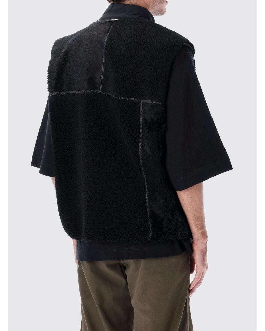 And Wander Black Technical Wool-Blend Gilet With High Neck And Zip Pockets for men