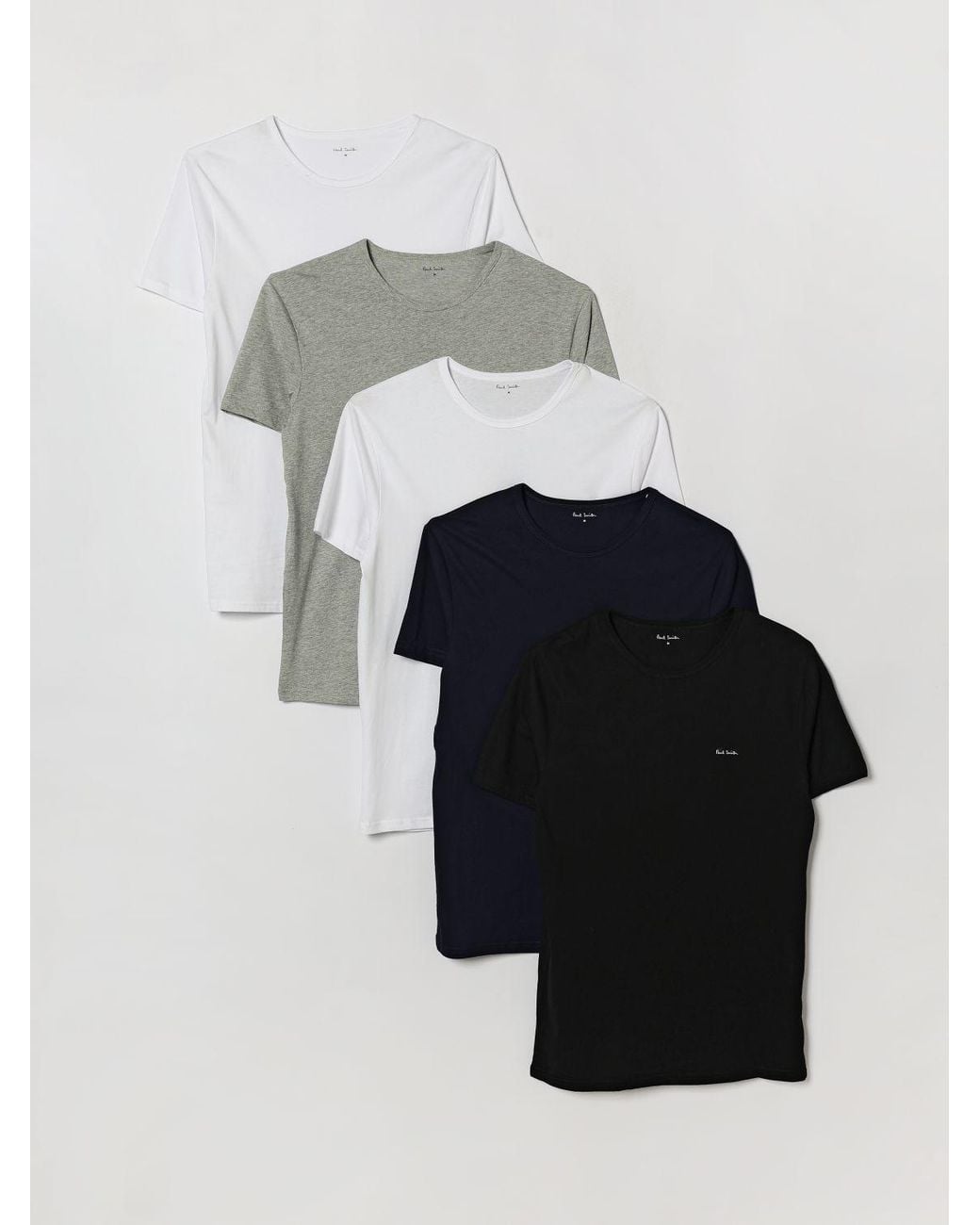 Paul Smith White Set Of 5 Organic Cotton T-Shirts With Contrast Logo for men