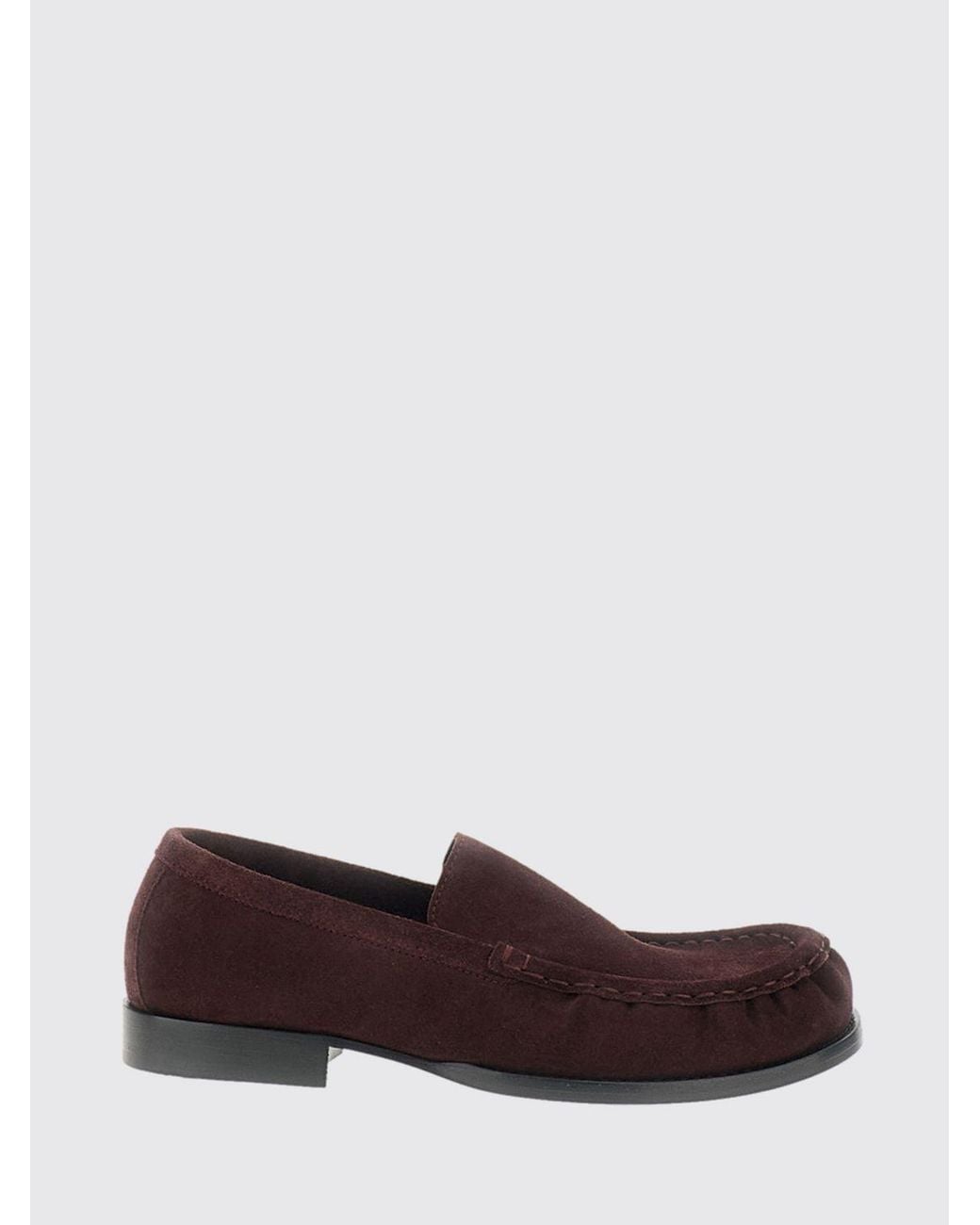 Dries Van Noten White Suede Calfskin Penny Loafers With Round Toe