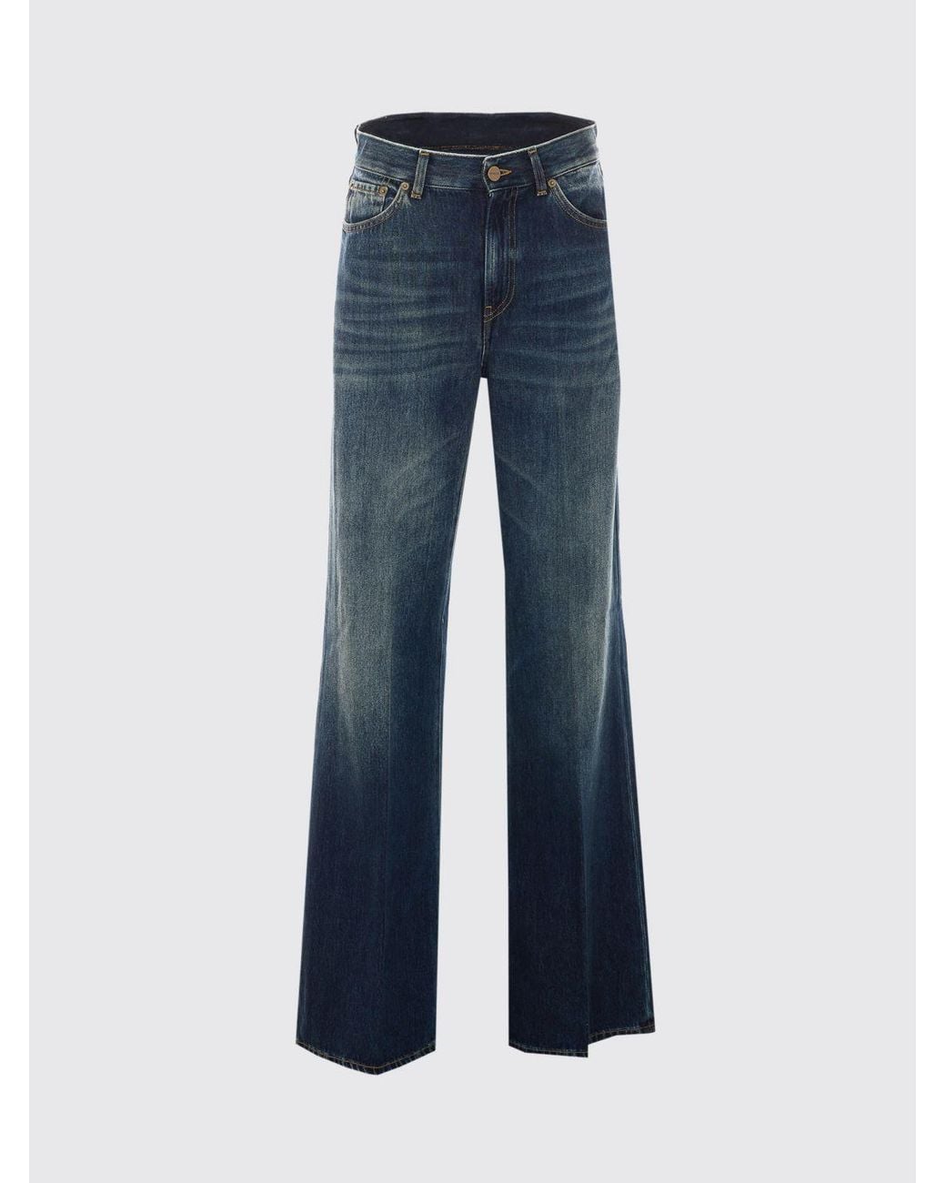 Dondup Blue High-Waisted 5-Pocket Wide-Leg Jeans