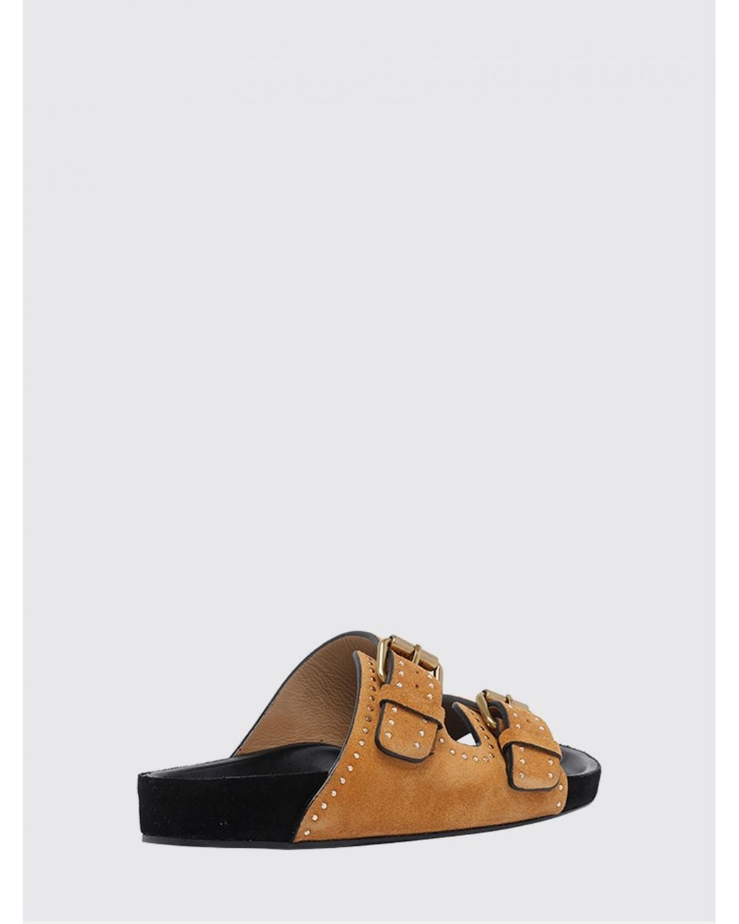 Isabel Marant Brown Lennyo Studded Suede Low-Heeled Sandals With Double Strap