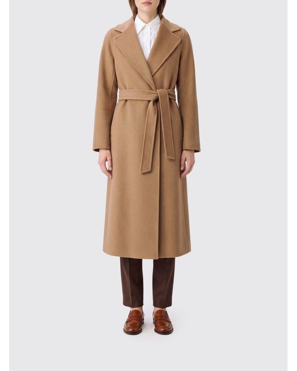 Max Mara Natural Long Belted Robe Coat
