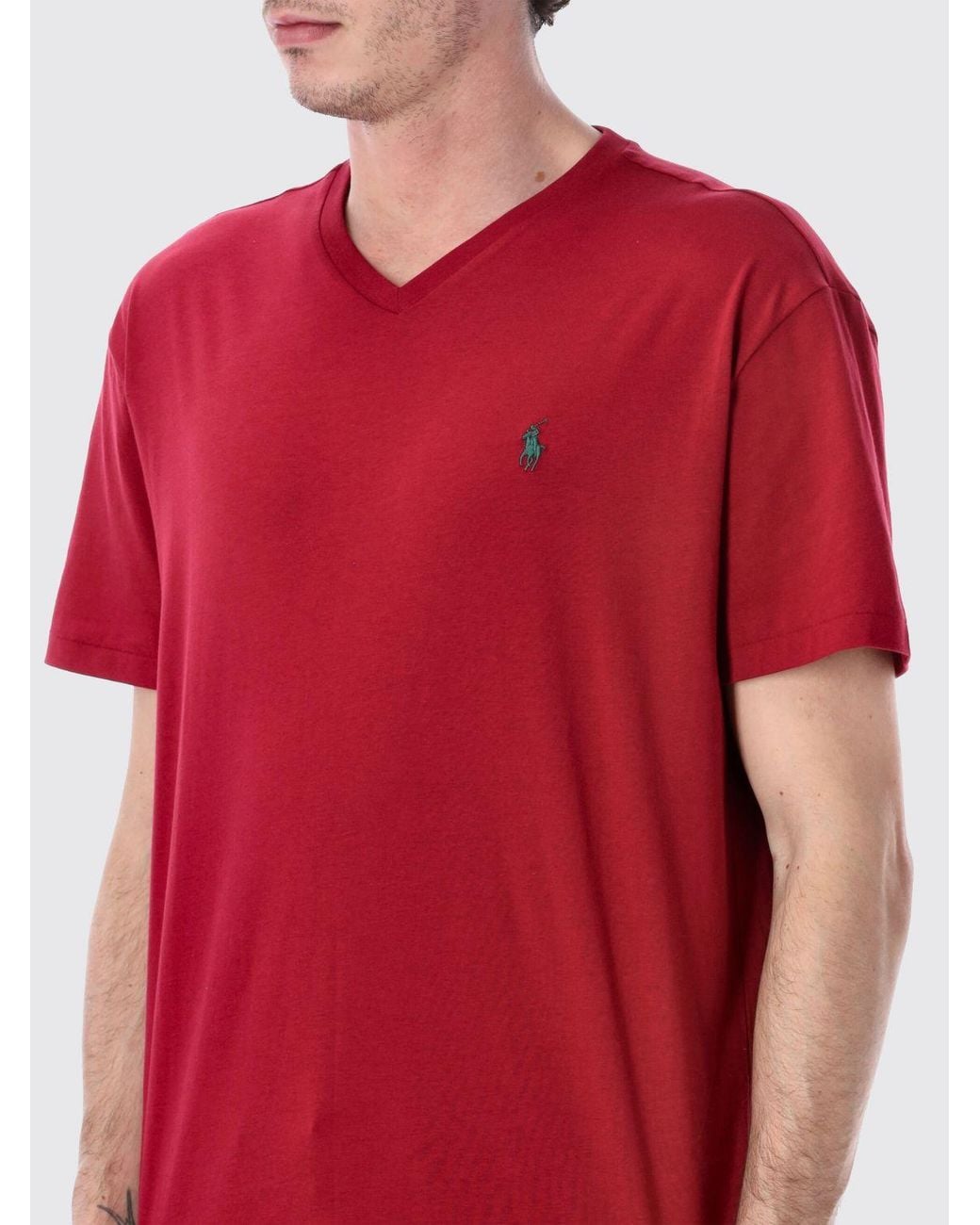 Polo Ralph Lauren Red V-Neck T-Shirt for men