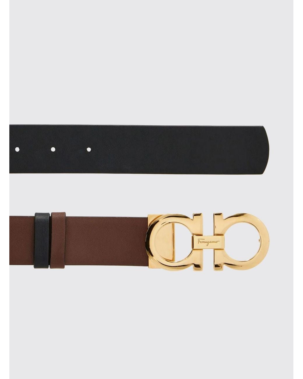 Ferragamo White 3.5 Cm Reversible Leather Belt With Gancini Buckle