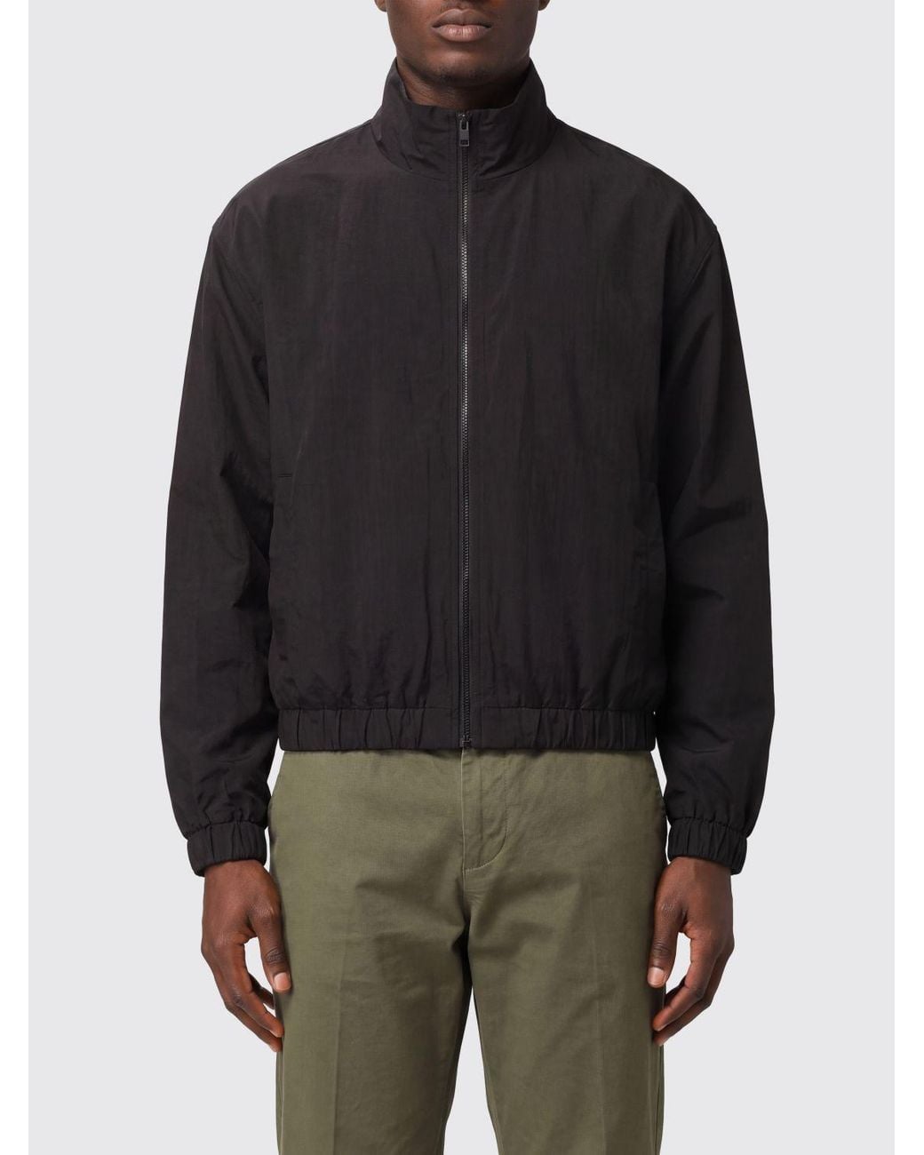 Veilance Black High Neck Nylon Bomber Jacket With Zip Closure for men