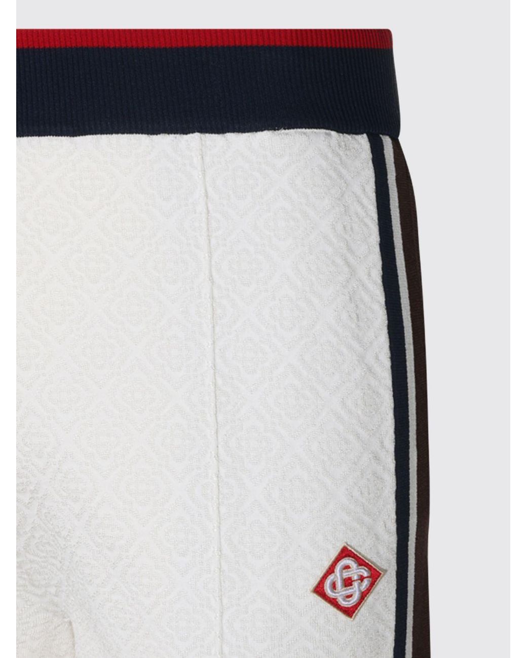 Casablanca White Jersey Jogging Trousers With Jacquard Monogram And Side Bands for men