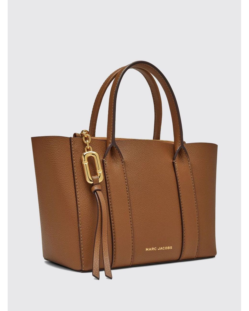 Marc Jacobs Brown The Pop J Marc Work Tote Mini Grained Leather Bag With Shoulder Strap
