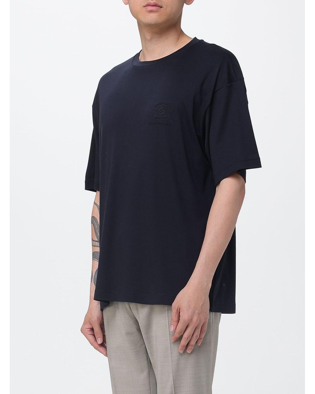 Giorgio Armani Blue Cotton Blend T-Shirt for men