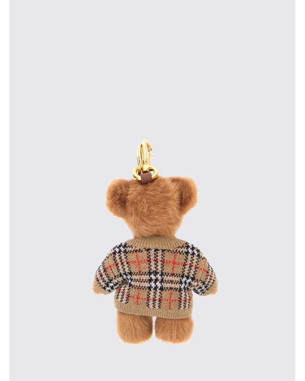 Burberry White Thomas Bear Vintage Check Cashmere And Wool Keychain