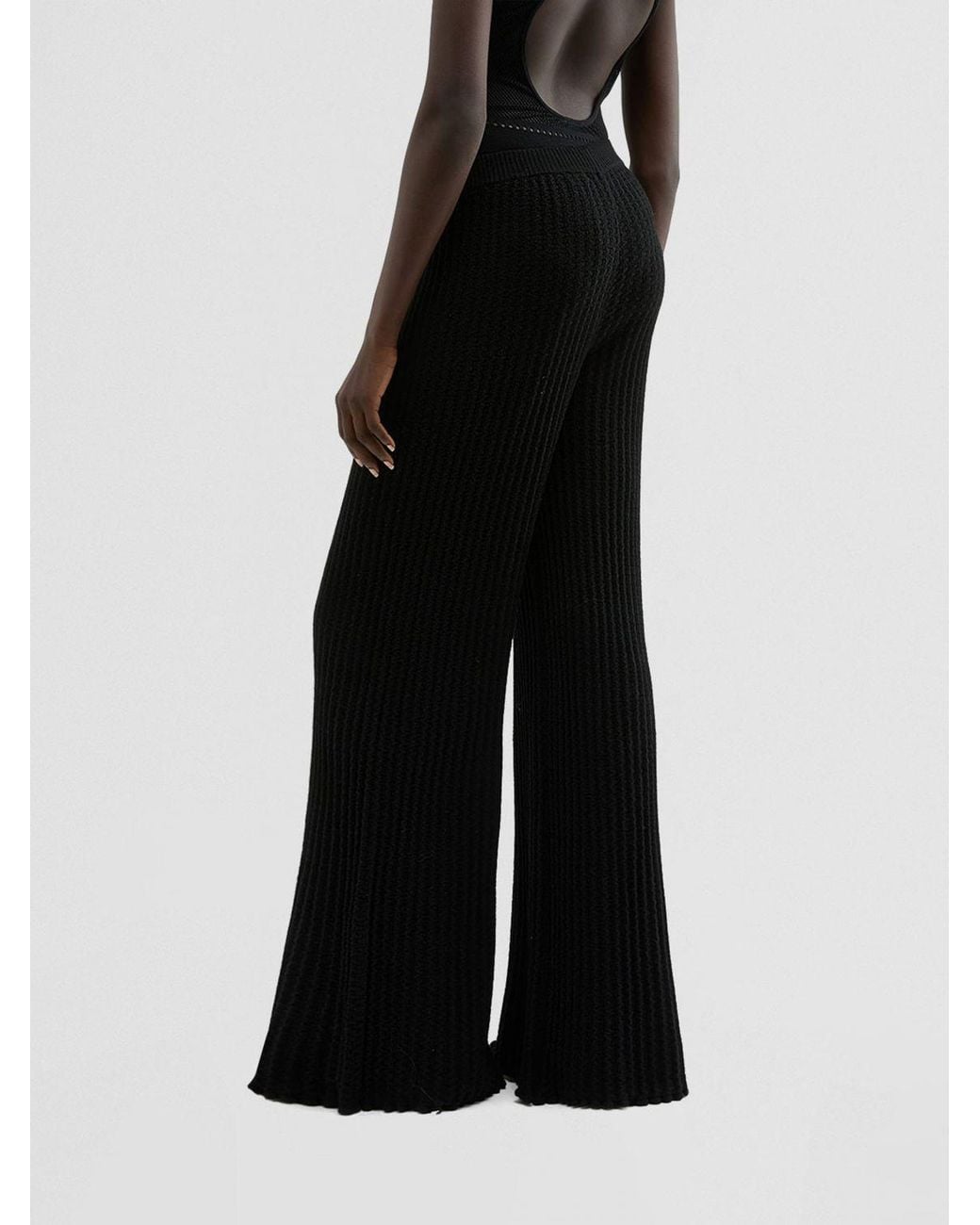 MACCAPANI Black Bouncy Cotton Palazzo Trousers