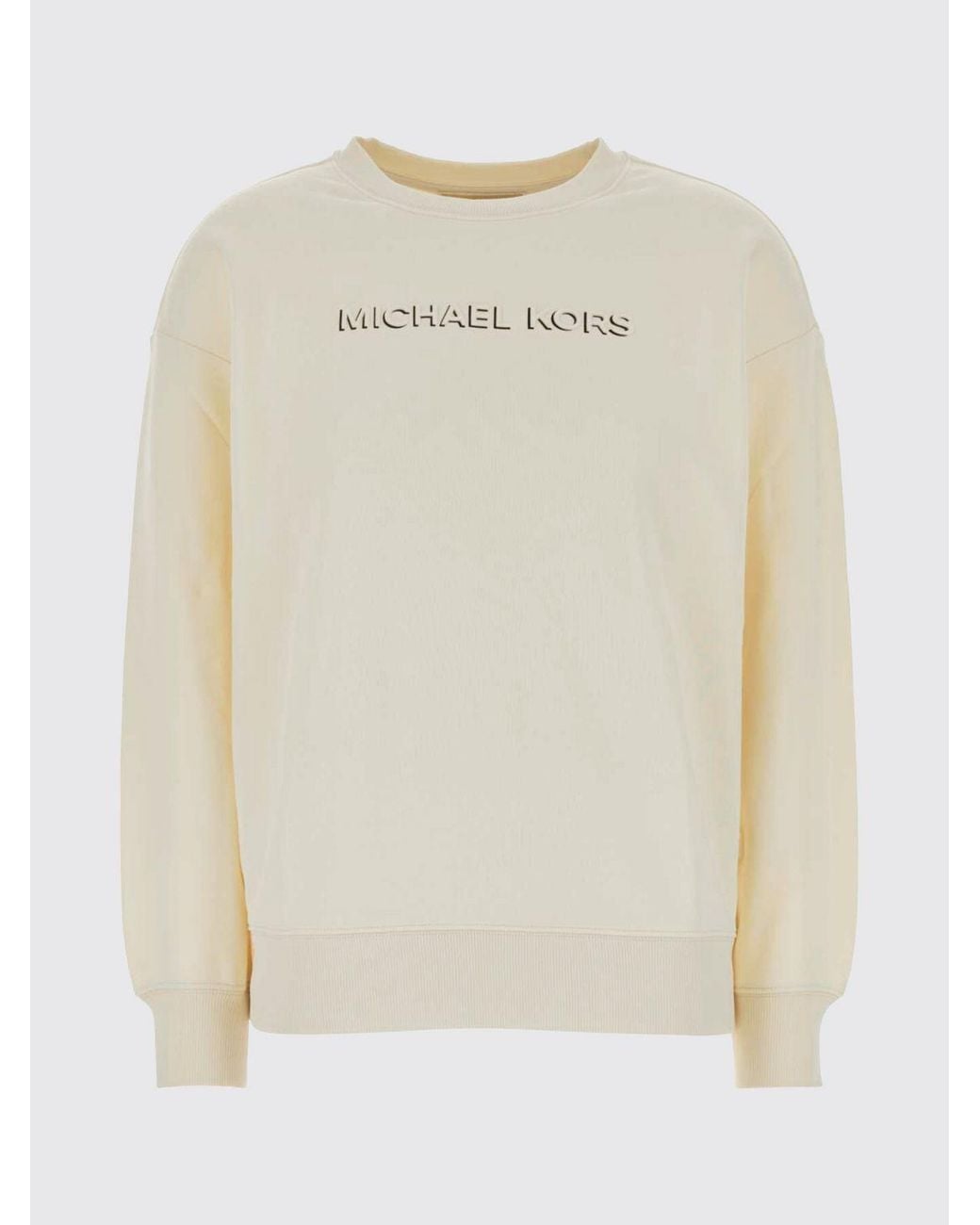 Michael Kors Natural Cotton Crewneck Sweatshirt With Contrasting Logo And Dropped Shoulders