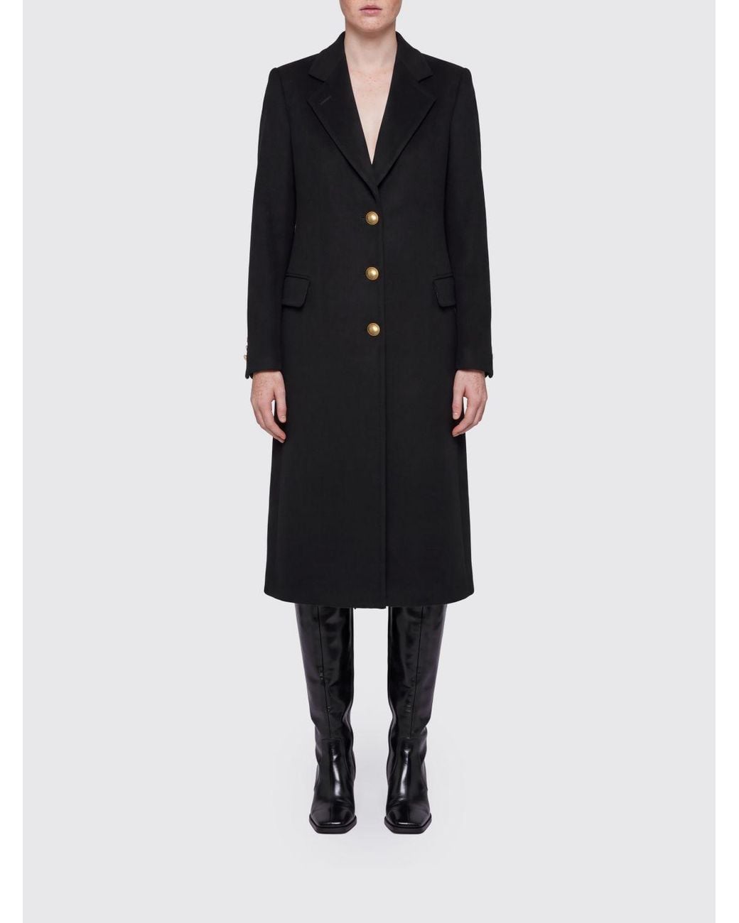 Tagliatore Black Knee-Length Single-Breasted Wool And Cashmere Coat