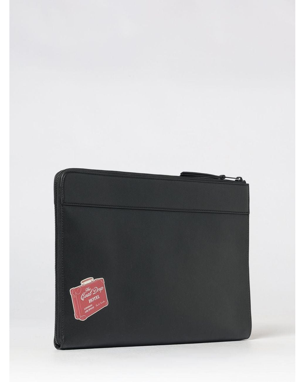Paul Smith Gray Calf Leather Document Holder With Graphic Print And Zip for men