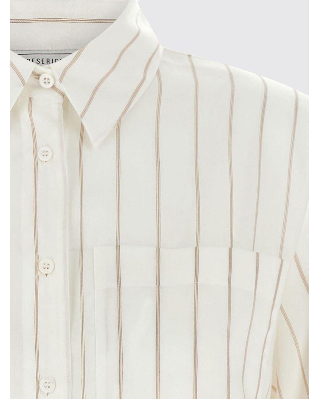 Peserico White Striped Silk-Blend Shirt With Classic Collar And Patch Pockets