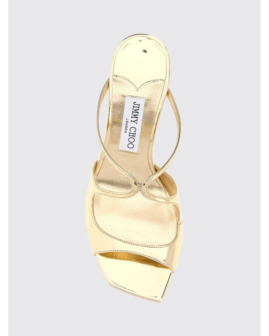 Jimmy Choo Natural Patent Leather Mules Sandals With Medium Heel