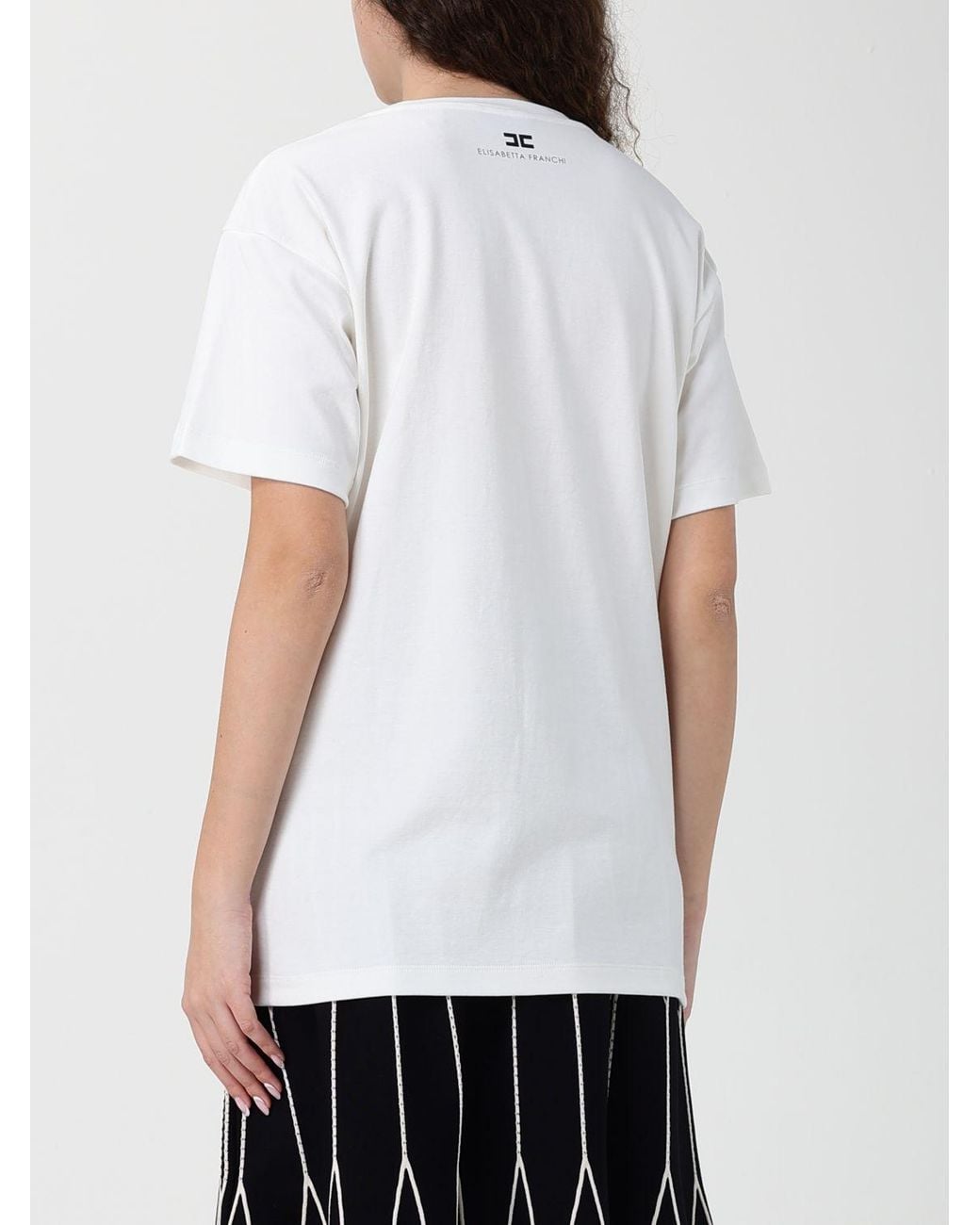 Elisabetta Franchi White Cotton T-Shirt With Lettering