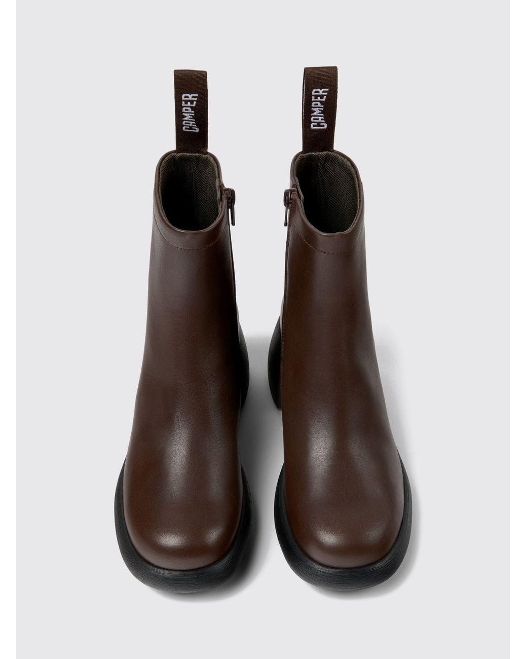 Camper Brown Thelma Ii Smooth Leather Ankle Boots With Medium Heel And Eva Sole